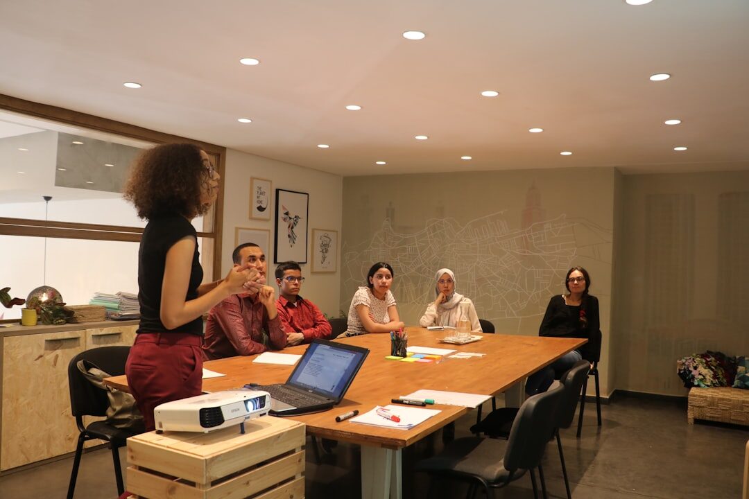 woman leading team meeting
